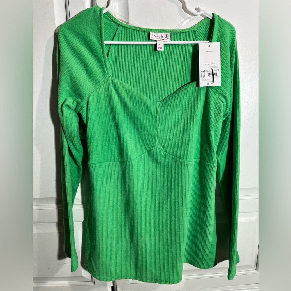 Isabel Maternity by Ingrid & Isabel Green Fitted Cut Out Blouse - Picture 1 of 3